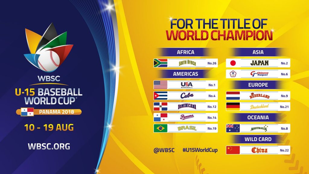 WBSC awards China wild card for U15 Baseball World Cup 2018; All 12