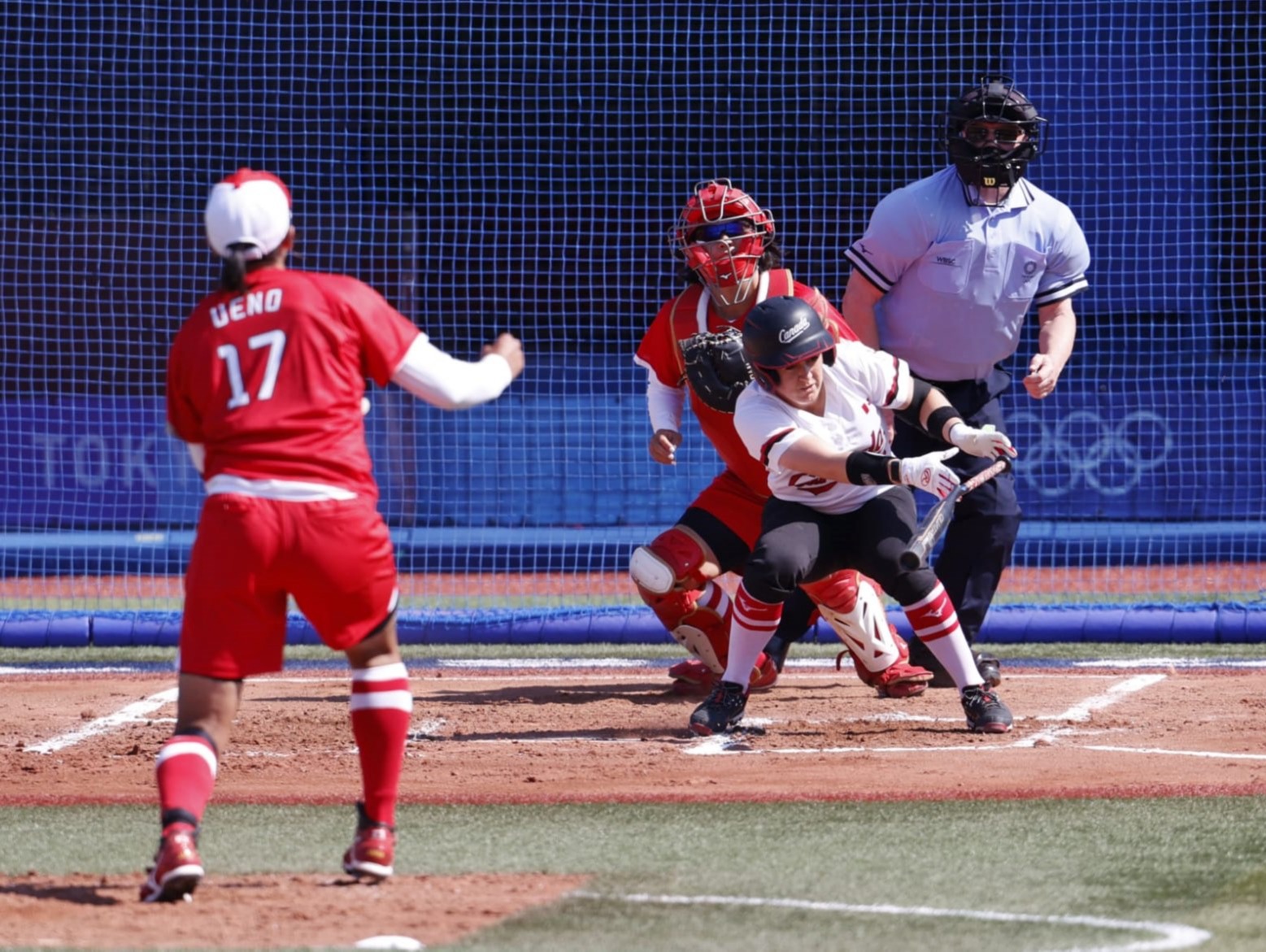 Japanese legendary pitcher Yukiko Ueno breaks bat at Tokyo Olympics