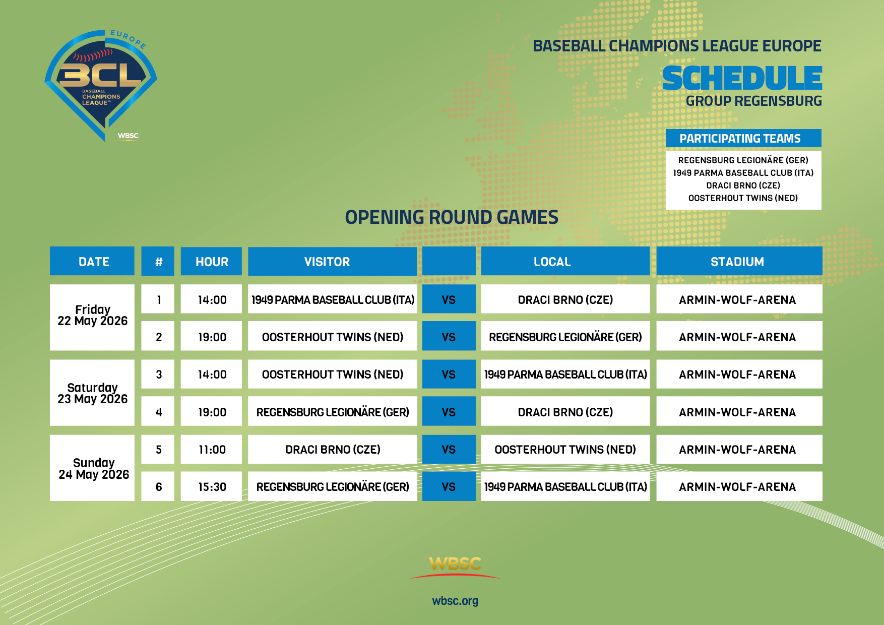 BCL Europe 2026 Group Regensburg - Schedule